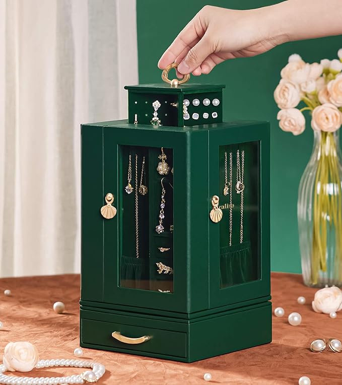 Enthralite Jewelry Box large for Dresser: Women Necklace Ring Storage Organizer with Compartments - Elegant Earring Holder Di