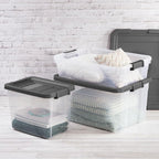 Sterilite 6-Pack Modular Stacker Box, Durable Clear Plastic Storage Bins with Latching Lids, 16 Quart - Stackable Organizing 