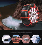 KIMISS 10PCS Universal Snow Tire Chains for Cars, Heavy Duty Anti-Skid Chains with Thickened Tendons, Reusable Winter Chains 
