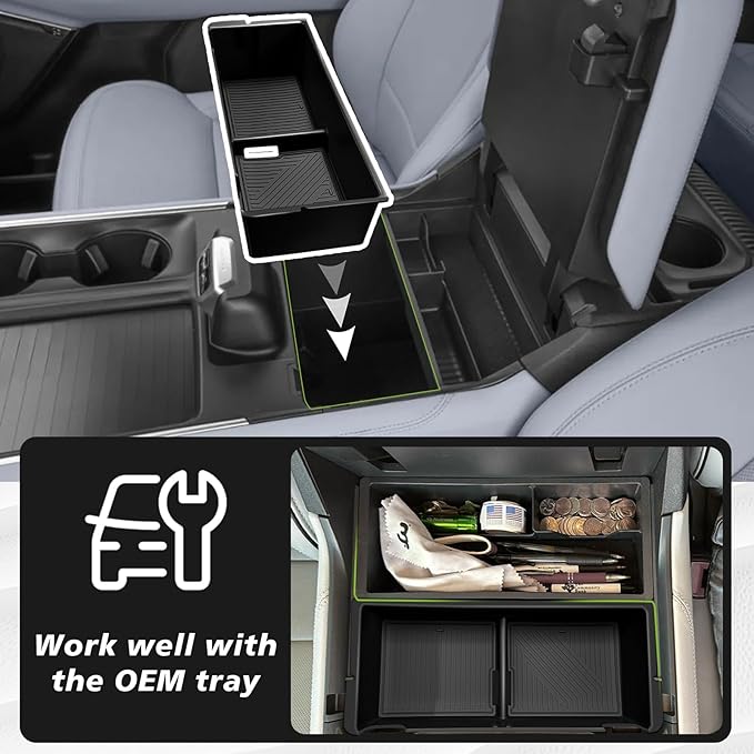 Muslogy Center Console Organizer Compatible with 2026 2025 Ford Expedition Accessories Custom Fit Storage Box ABS Material Insert (Fit with OEM Tray)