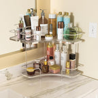 FOLLOWIN 2 Tier Bathroom Countertop Corner Organizer,Countertop Perfume Tray,Vanity Counter Shelf,Skincare Makeup Cosmetic Va