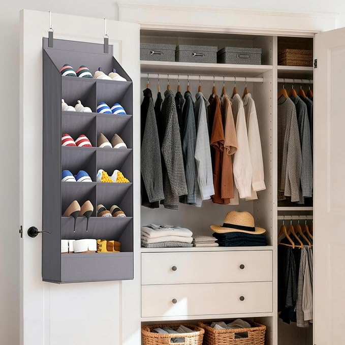 Lifewit 6 Tier Over the Door Shoe Organizer with 11 Large Deep Pockets, Fabric Hanging Shoes Shelf for Closet, Dorm Storage, 