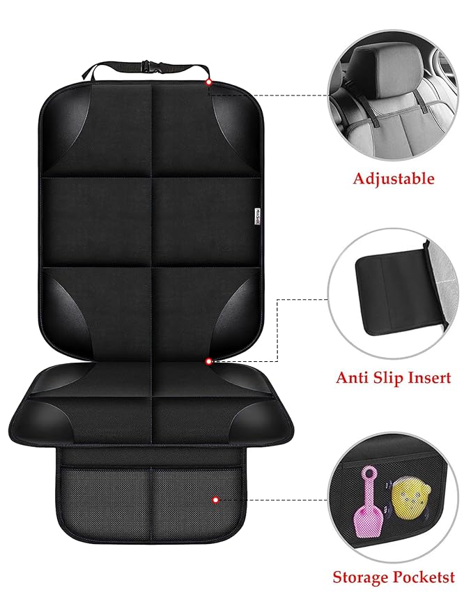 Meolsaek Car Seat Protector for Child Car Seat, Durable 600D Fabric Waterproof Car Seat Cover with Thick Pad Non-Slip Backing