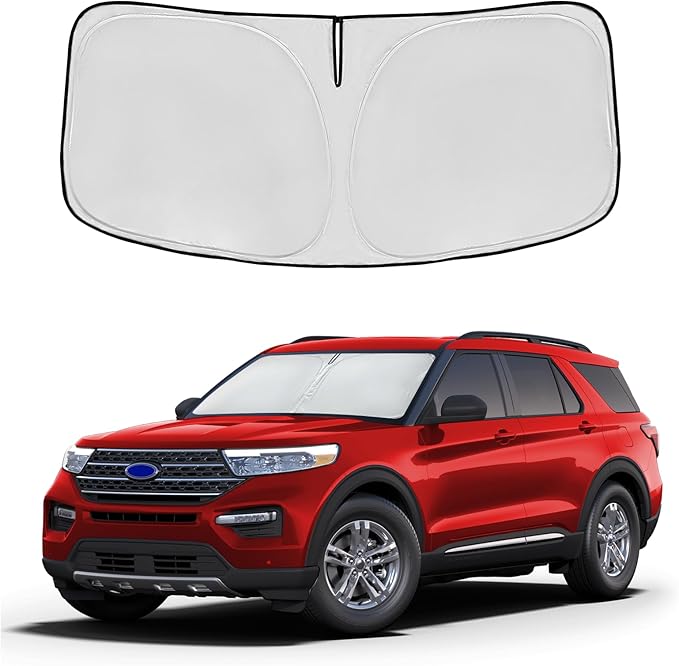 Windshield Sun Shade for Ford Explorer 2020-2024 2025 2026 Window Shade Custom Fit Explorer Accessories SUV ST XLT, Limited, Platinum Sun Visor Foldable Shade Blocks UV Rays