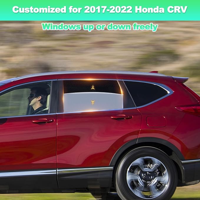 Car Window Shades for 2017-2022 CRV - Rear Side Window Sun Shade for Baby, Breathable Mesh Car Privacy Window Covers, UV Protection and Heat Insulation for Road Trips, Napping, Camping (2 PCS)