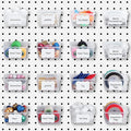 Unittype 16 Set Clear Peg Board Baskets and Bins Pegboard Baskets Organizer Accessories Peg Board Bins with Hooks Sticker Lab