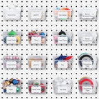 Unittype 16 Set Clear Peg Board Baskets and Bins Pegboard Baskets Organizer Accessories Peg Board Bins with Hooks Sticker Lab