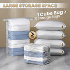 TAILI 8 Pack Vacuum Storage Bags, Cube Combo Space Saver Bags (3 Jumbo +5 Medium), Vacuum Seal Bags for Clothing, Bedding, Co