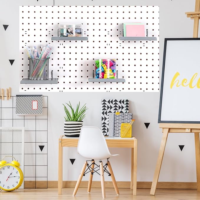 Beeveer 4 Pcs Pegboard Shelves Wall Organizer Brackets Pegboard Steel Tray Accessories Organizing Tools for Craft Garage Nurs