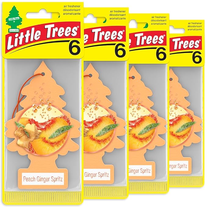 LITTLE TREES Car Air Freshener | Hanging Tree Provides Long Lasting Scent for Auto and Home | 24 Air Fresheners |Peach Ginger
