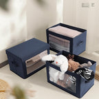 Homsorout Foldable Storage Boxes with Lids - Decorative Storage Boxes with Clear Window, Fabric Storage Baskets for Organizin