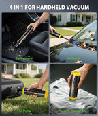 Car Vacuum Portable Cordless Handheld Vacuum Cleaner 4-in-1 Mini Cordless Vacuum with 2 Suction Modes and 16800pa Suction Pow
