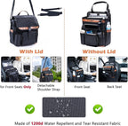 Car Seat Organizer with Lid and Laptop Compartment (Fits 15.6"), Front Seat Passenger Organizer with Adjustable Strap, Multiple Pockets, Portable Office Bag, Water-Resistant 1200D Polyester