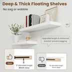 20 Inch Floating Shelves for Wall, 8 Inch Deep Floating Shelf for Storage & Display, Rustic Wall Mounted Shelf with Invisible