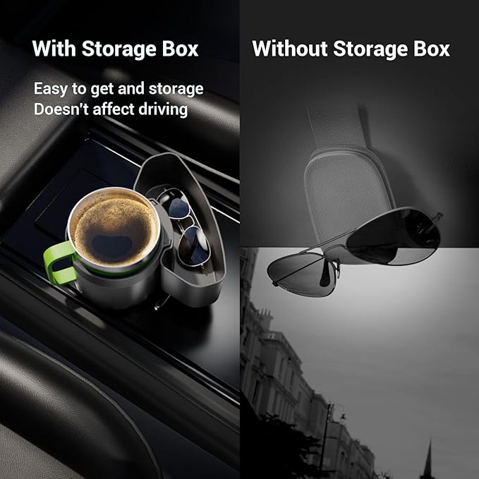 SodaRide Car Cup Holder Expander Tray with Storage Box 4 in 1 Detachable Food Table Tray Car Console Storage Organizer Road T