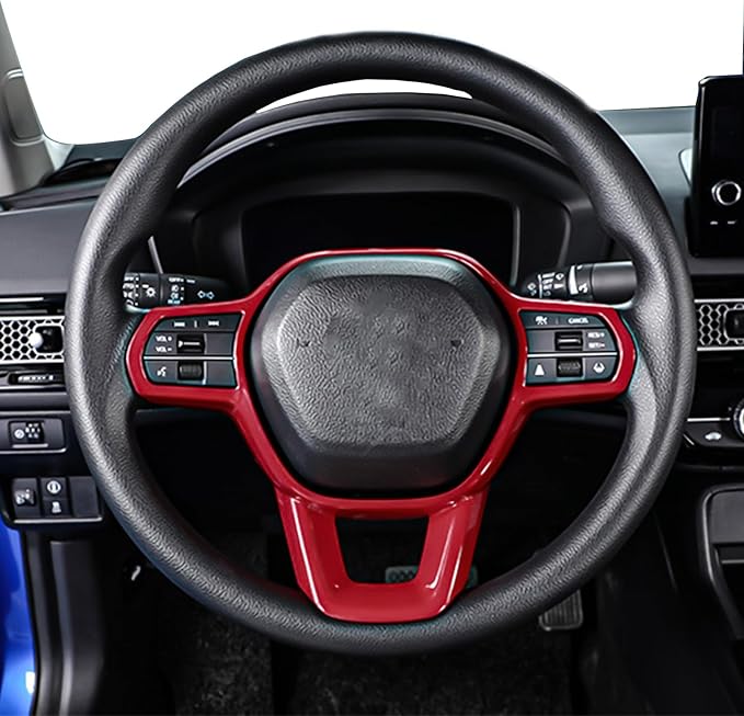 Steering Wheel Cover Trims for Honda Civic 2022-2026, for CRV CR-V 2023 2024 2025 2026 Accessories Car Sporty Interior Decal (Red)