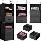Pipishell 6-Shelf Hanging Closet Organizer with 2 Separable 3-Tier Shelves, 3 Drawers & Side Pockets Closet Organizers and St