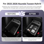 Center Console Organizer Compatible with 2025 2026 Hyundai Tucson Limited Hybrid/Tucson Plug-in Hybrid Accessories Storage Box Compartment Tray - ONLY Fit with Electronic Shift 2-Pack[NOT FOR SE/SEL]