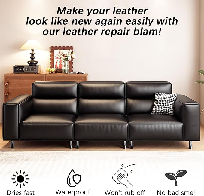 Black Leather Recoloring Balm, Leather Repair Kit for Furniture, Leather Scratch Remover, Leather Color Restorer for Couch, C