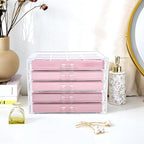 ProCase Earring Holder Organizer Jewelry Box with 5 Drawers, Acrylic Clear Earring Case with Adjustable Velvet Trays for Wome