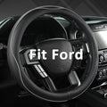 West Llama Microfiber Leather Car Steering Wheel Cover for Ford F-150, F-250, F-350, Expedition (Black+Gray Line-Large Size)