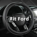 West Llama Microfiber Leather Car Steering Wheel Cover for Ford F-150, F-250, F-350, Expedition (Black+Gray Line-Large Size)