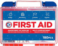Be Smart Get Prepared 180 Piece First Aid Kit: Clean, Treat, Protect Minor Cuts, Scrapes. Home, Office, Car, School, Business