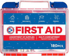 Be Smart Get Prepared 180 Piece First Aid Kit: Clean, Treat, Protect Minor Cuts, Scrapes. Home, Office, Car, School, Business