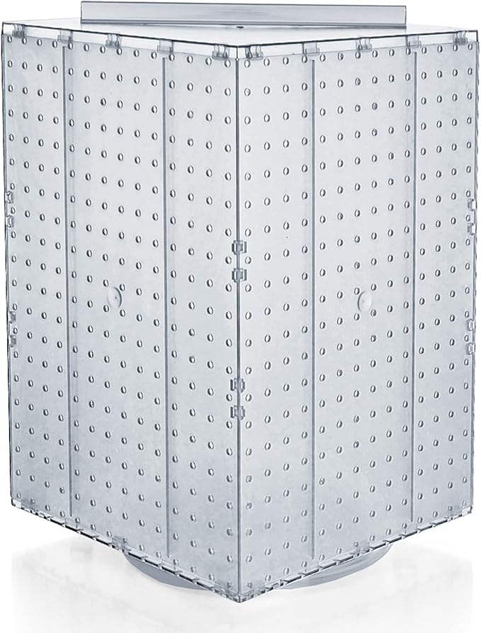 Azar Displays 701414-CLR Rotating Display Stand - 4-Sided Display Racks - Peg Display Carousel (14” W x 14” D x 20” H) - Easy