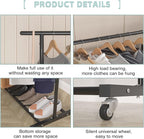 Sywhitta Double Rod Clothing Garment Rack, Rolling Clothes Organizer on Wheels for Hanging Clothes, Easy to Assemble, Adjusta