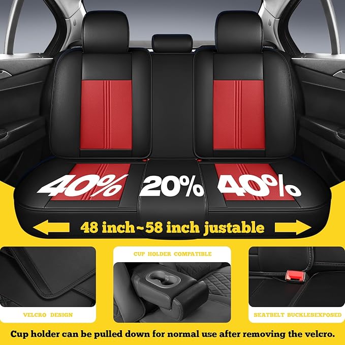 LINGVIDO Car Seat Covers Full Set (5 Seats) - Premium Perforated Nappa Leather, Waterproof Shield, Omni-Adapt Fit SUVs Sedans