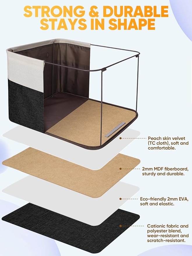 BALEINE 2 Pack Fabric Closet Storage Bins for Shelves, Linen Closet Organizers and Storage, Decorative Baskets for Organizing