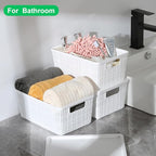 6 Pack Plastic Storage Baskets With Lids,White Breathable Stackable Storage Bins,Small Storage Containers,for Organizing Stor