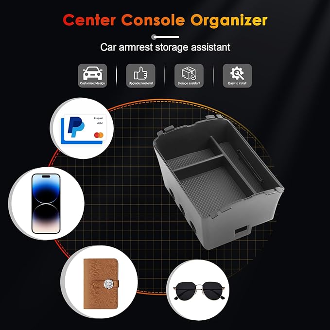 for 2026 Hyundai Palisade Center Console Organizer ONLY for 2026 Palisade Hybrid Calligraphy 7-Seater Armrest Box Secondary Storage Accessories (2026 Palisade Upper & Lower Console Organizer)