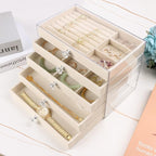 Hyber&Cara Luxury Acrylic Jewelry Box Organizer - 5 Drawers Velvet Lined Clear Stackable Storage for Earrings Necklaces Rings