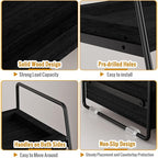 2-Tier Bathroom Counter Organizer with Drawer & Removable Basket, Wood & Metal Vanity Organizer for Skincare, Makeup, Perfume