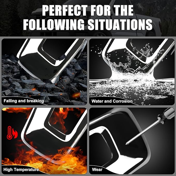 Chrome Side Rearview Mirror Covers Caps Decoration Compatible with 2021-2025 Ford F150, With Turn Signal Model (Chrome-Cut-Out)