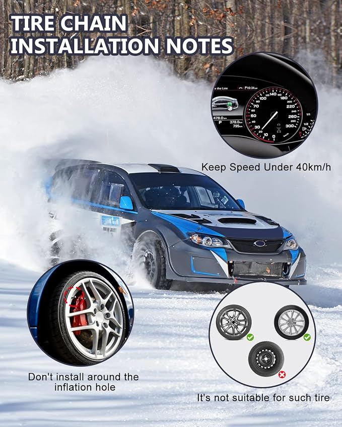 SCITOO 195-275mm Snow Chains for Car SUV Pickup Trucks,Quick Easy Installation Tire Traction Chain,Adjustable Universal Emerg