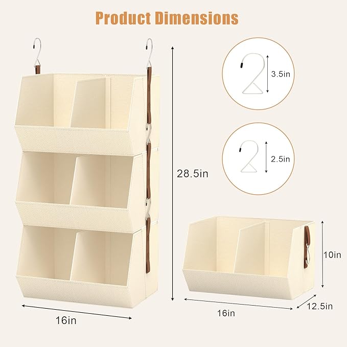 1 Pack,Extra Large Hanging Closet Organizer, Disassemblable Clothes Hanging Shelves,Collapsible Fabric Closet Storage System 