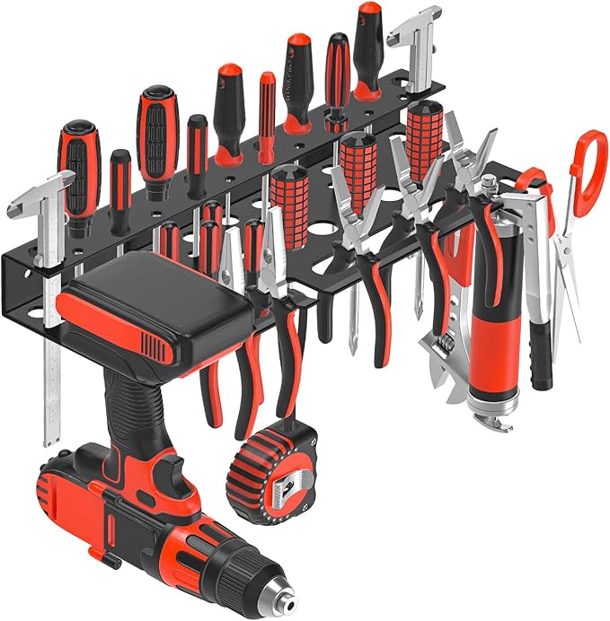 Metal Screwdriver Organizer, Wall Mount Plier Organizer Hammer Holder, Hand Tool Storage Rack for Garage Workshop Workbench(B