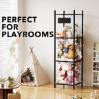 SpaceAid Stuffed Animal Storage Organizer, Wood Animals Zoo Toy Plushies Storage Holder, Large Capacity Plush Toy Cage for Pl