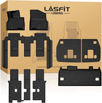 LASFIT Floor Mats & Backrest Mats & Cargo Mat for Kia Carnival 2026 2025 2024 2023 2022 (Only Fit Gas & 8 Seats), All Weather TPE Custom Fit Floor Liners Full Set Car Mats Trunk Mat Accessoires, Black