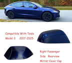 Compatible with Tesla Model 3 Side Mirror Cover Replacement 2017 2018 2019 2020 2021 2022 2023 2024 2025, Right Passenger Side Rearview Mirror Cover Cap for Model 3 Accessories(Blue)