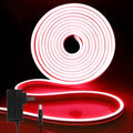 iNextStation 12V Red LED Strip Lights 16.4FT, Flexible Silicone Neon Rope Light with Power Adapter, Waterproof, Cuttable, Dimmable & Linkable, LED Lights Strip for Bedroom, Cabinet, Kitchen(with Plug)