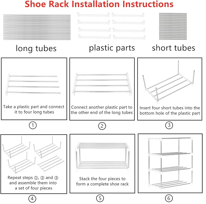 Jucaifu Stackable Small Shoe Rack, Entryway, Hallway and Closet Space Saving Storage and Organization (10-Tier, White)