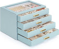 AKOZLIN Jewelry Box with Clear Lid Functional Leather Jewelry Storage Organizer Case 4 Drawers for Women Girls Necklace Ring 