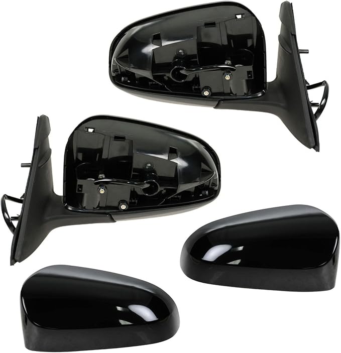 TRQ 2 Piece Driver and Passenger Side Mirror Assembly Set Electric Adjustment Non-Heated No Memory Black Compatible with 2012