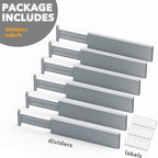 SpaceAid Bamboo Dresser Drawer Dividers 6 Pack, 4.65“ High Adjustable 17“-22” Drawer Organizers, Expandable Organization for 