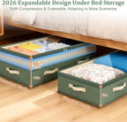 Dolicer 2 Pack Under Bed Storage with Wheels, 6in-10in Height Adjustable Underbed Storage Containers, 92L XXXL Under Bed Draw