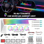 Dream Color Acrylic Interior Car Ambient Light Kit, Bphuny 30 in 1 593 LEDs Fiber Optic Multiple Modes Decoration Atmosphere Lights with Music Dynamic Rainbow Rhythm, RGB Neon Lights for All Cars